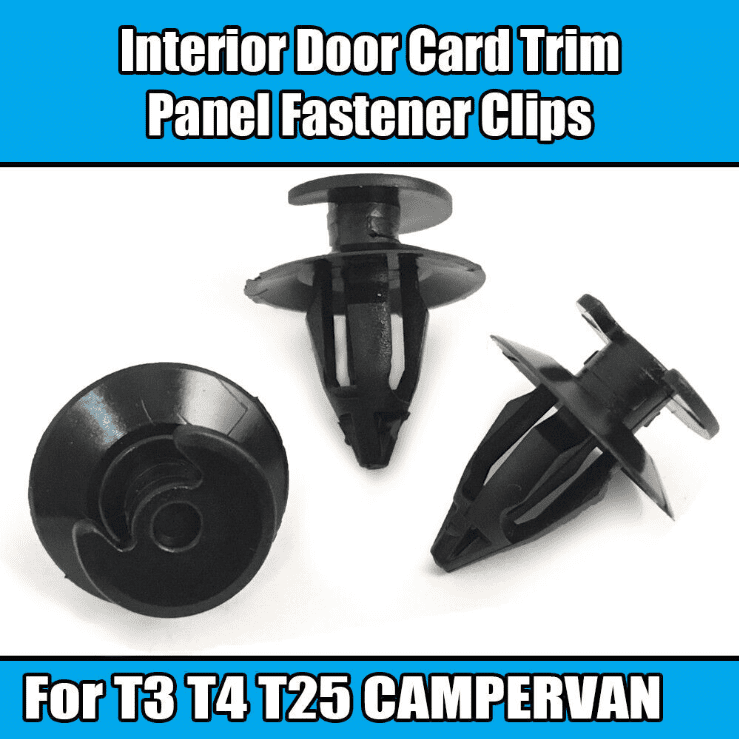 100 Door Card Panel Lining Black Trim Clips for VW T3 T4 T25 Campervan