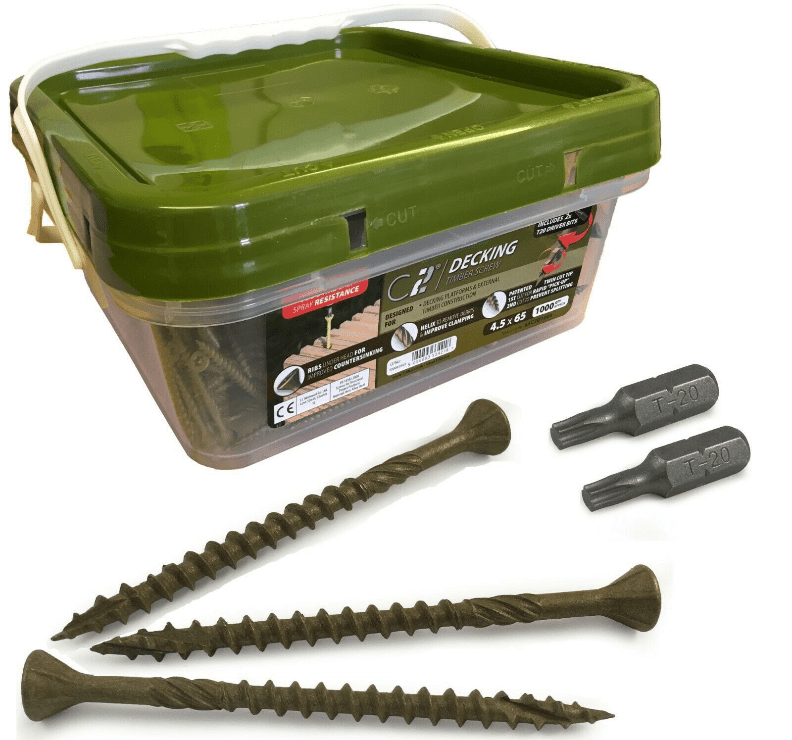 1000X Timco 4.5x65mm C2 Wood Decking Screws T20 Torx Head Bit