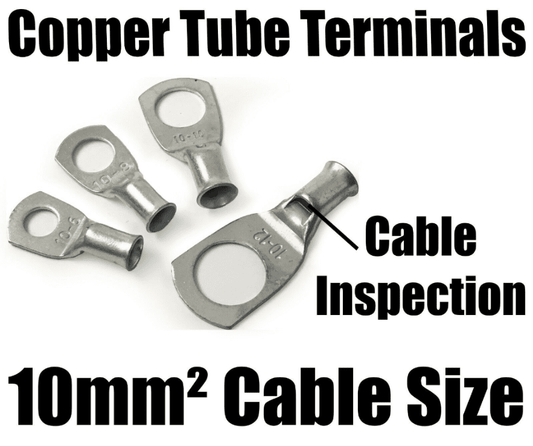 10mm² Cable Copper Tube Terminals Battery Welding Solder Lug Ring