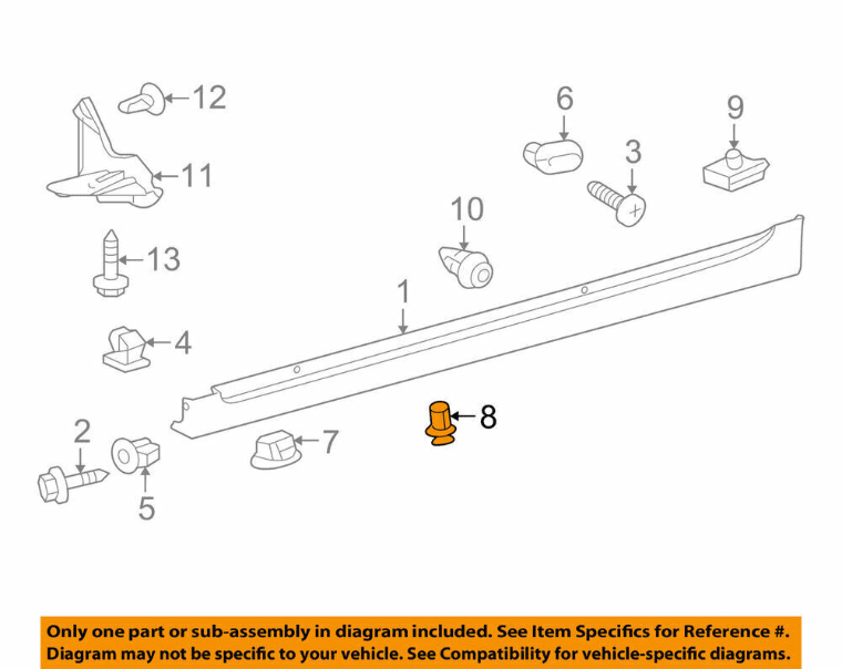 10x 22mm Large Plastic Clips Rivets Side Skirt Sill Moulding for Lexus