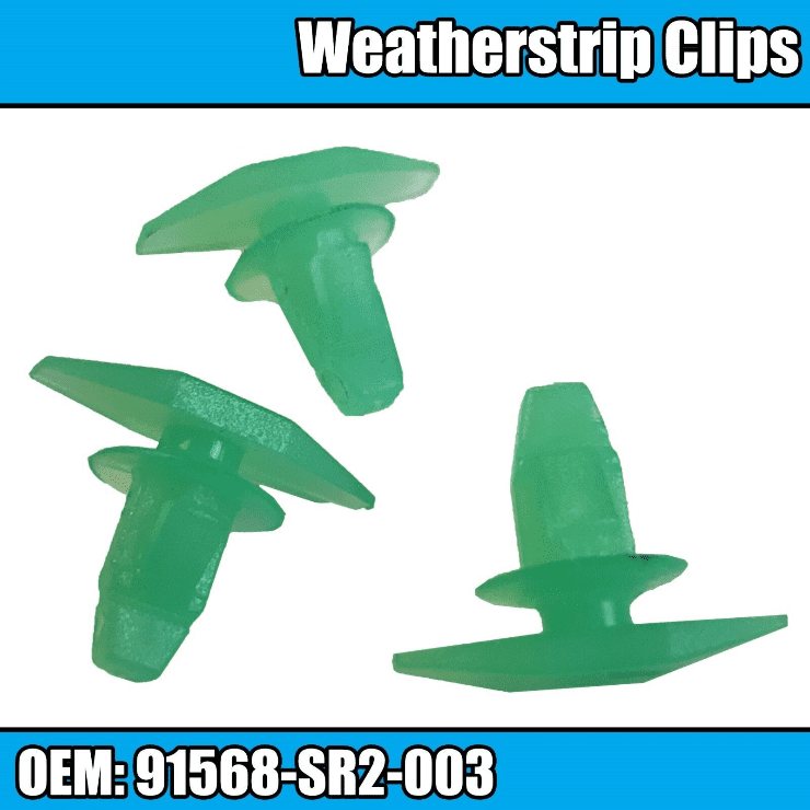 10x 6mm Plastic Weatherstrip Clips for Honda Boot & Door Seal Green 91568Sr2-003