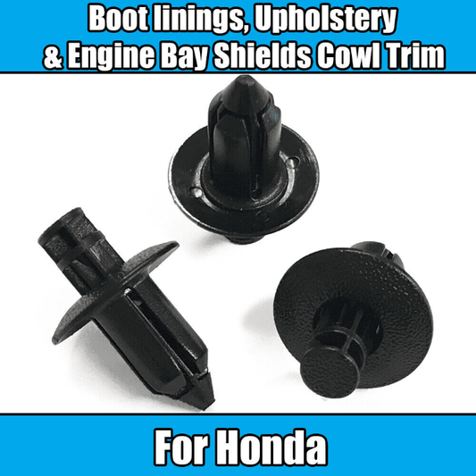 10x 8mm Clips for Honda Boot Linings, Upholstery & Engine Bay Shields Cowl Trim