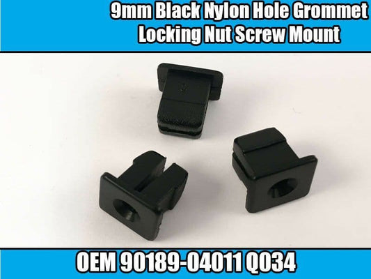 10x 9mm Black Nylon Hole Grommet Locking Nut Screw Mount