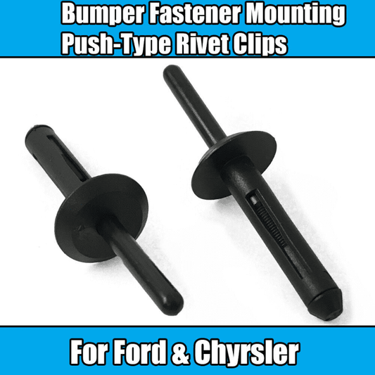 10x Clips for Ford Chrysler Bumper Fastener Mount Push-Type Rivet Black Plastic