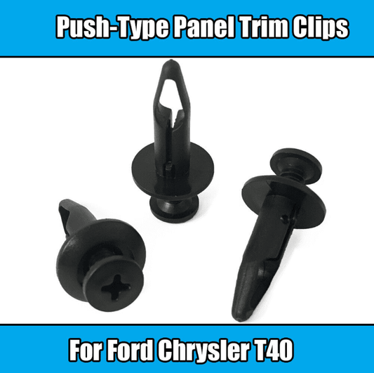 10x Clips for Ford & Chrysler T40 Universal Push Type Panel Trim Black Plastic