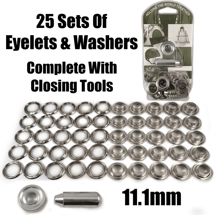 11.1mm Eyelet & Ring Washer Sail Canopy Repair Kit Set Tools Nickel Plated Brass