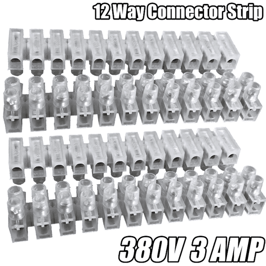 12 Way Connector Strip 3 Amp Choc Block Electrical Terminal Connection Flat Head