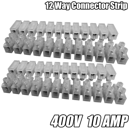12 Way Connector Strip Choc Block Terminal 10Amp Electrical Connection Flat Head