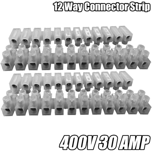 12 Way Connector Strip Choc Block Terminal 30Amp Electrical Connection Flat Head