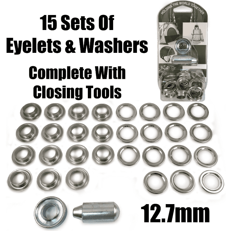12.7mm Eyelet & Ring Washer Sail Canopy Repair Kit Set Tools Nickel Plated Brass