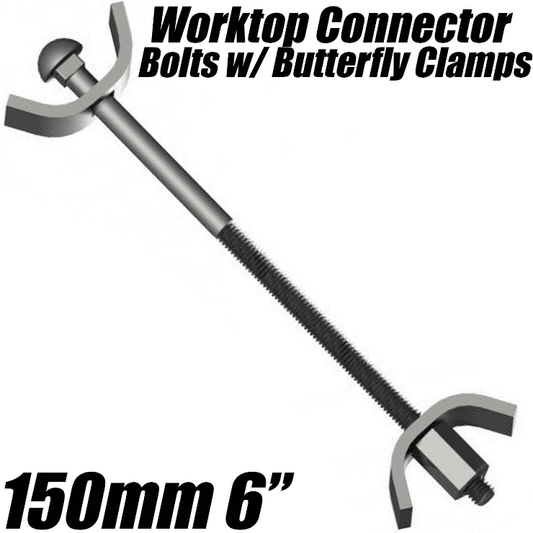 12X Worktop Connector Bolts 150mm 6 Easibolt Joint Butterfly Clamp Fixing Washer