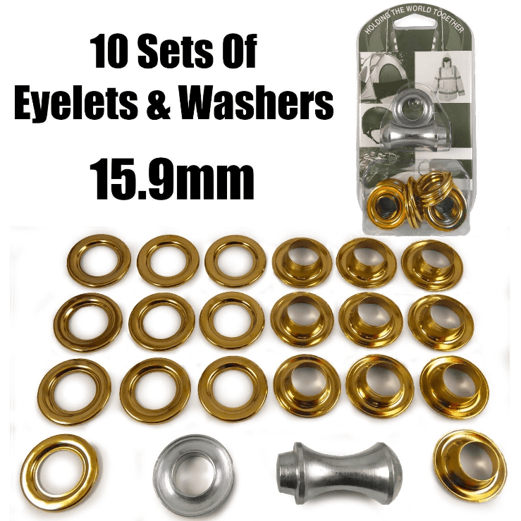 15.9mm Eyelet & Ring Washer Sail Canvas Canopy Awning Repair Kit Set Tools Brass