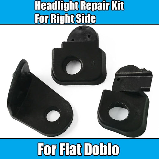 1X Headlight Repair Kit for Fiat Doblo 2005-2009 Right Side (3Pcs) Black Plastic