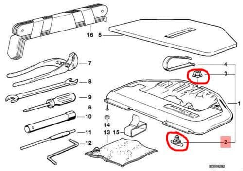 1x Screw + Nut for BMW Boot Toolkit Locating E31 E32 E34 E38 E39 E46 E60 E61