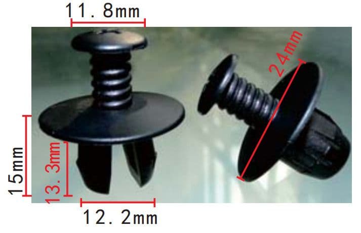 20x Black Plastic Expanding Rivet Clips for Jaguar 12mm Screw Fit