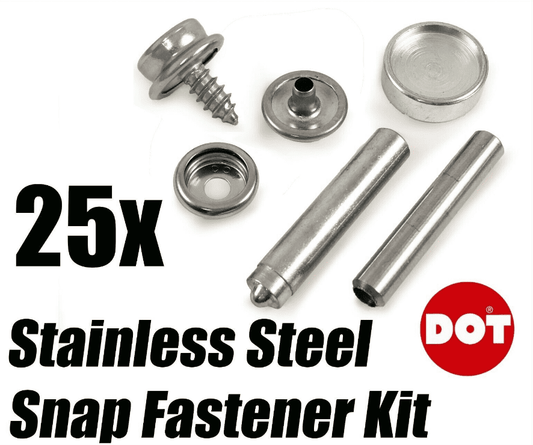 25x Genuine Dot Stainless Steel Stud Boat Canvas To Screw Fastener Kit With Tool