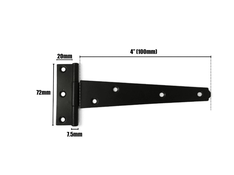 2X Tee Hinges 4 6 8 10 12 14 16 18 24" Shed Gate Door Fixing Screws Black 1 Pair