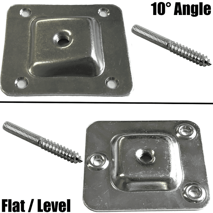 4x Furniture Leg Mounting Plate Flat/Angled Wood Metal Dowel