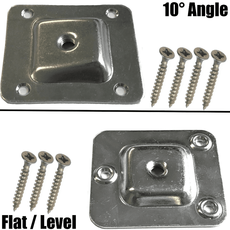 4x Furniture Leg Mounting Plate Flat/Angled Wood Metal Dowel