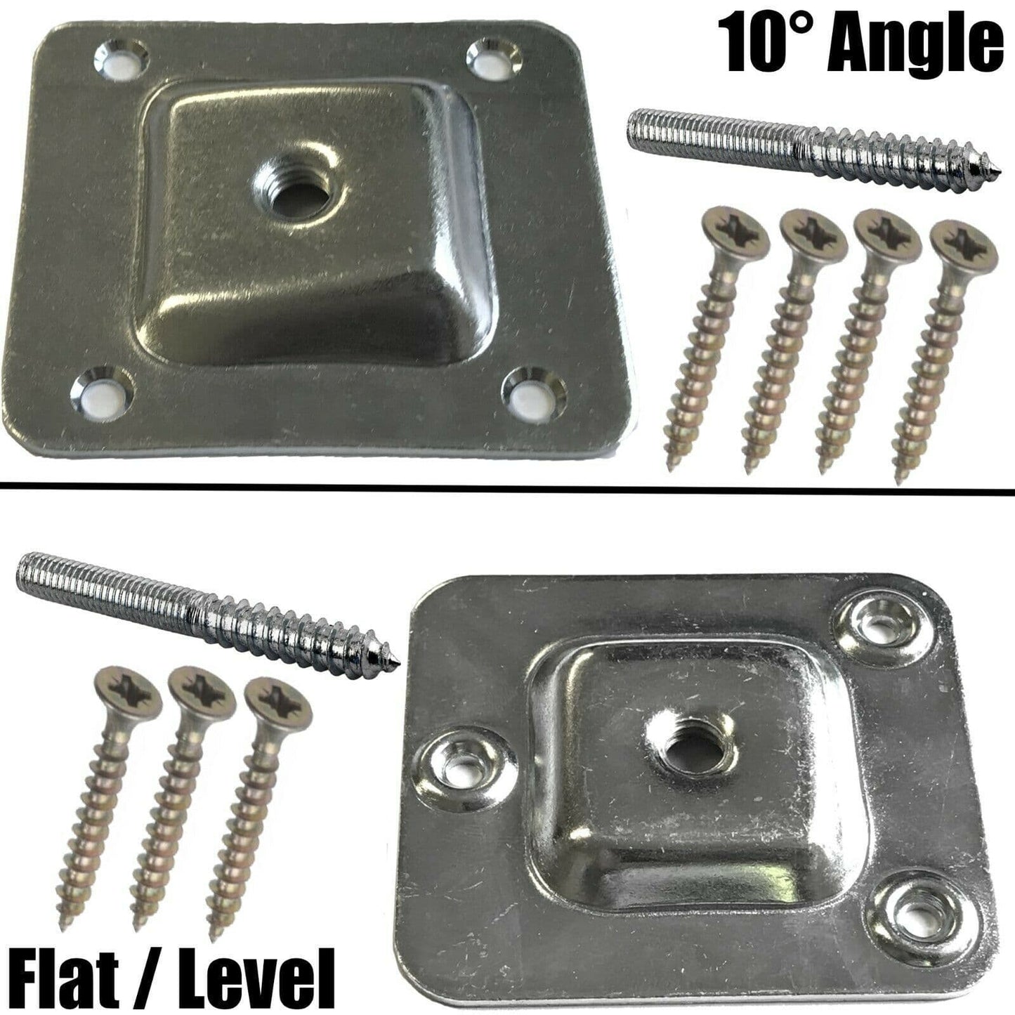 4x Furniture Leg Mounting Plate Flat/Angled Wood Metal Dowel