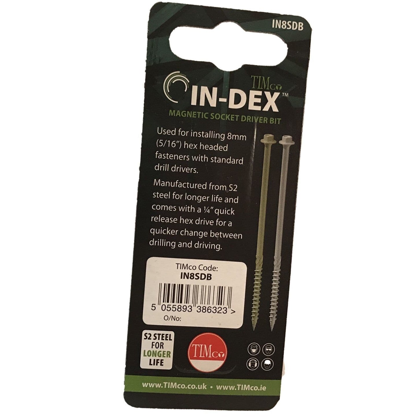 5/16" 8mm Timco Index Stainless Steel Professional Magnetic Hex Drive Bit Holder