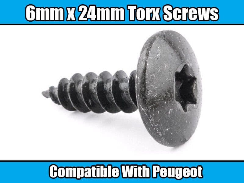 5x Black Metal 6x24mm Torx Screw for Peugeot