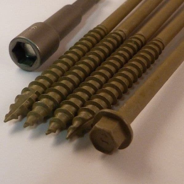 6.5mmx150mm 6" Timberfix Railway Sleeper Decking Wood Hex Screws