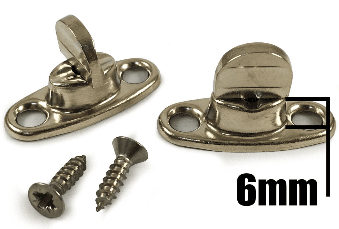6mm Standard 2 Hole Base Turnbutton & Screws Common Sense Boat Canopy Fastener