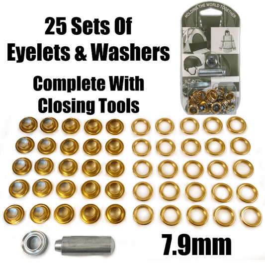 7.9mm Eyelet & Ring Washer Sail Canvas Canopy Awning Repair Kit Set Tools Brass