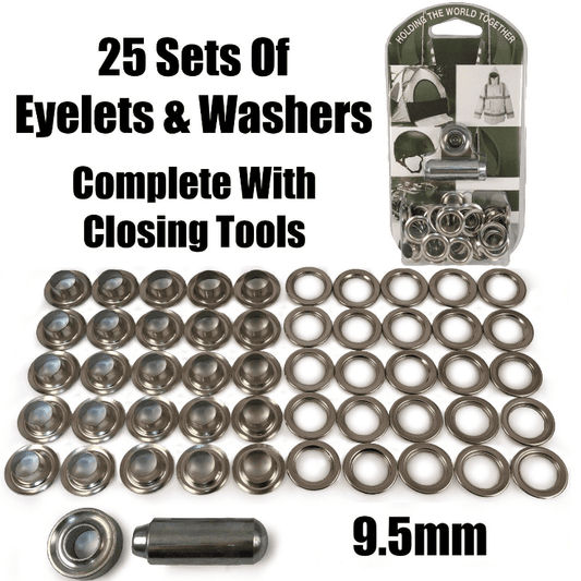 9.5mm Eyelet & Ring Washer Sail Canopy Repair Kit Set Tools Nickel Plated Brass
