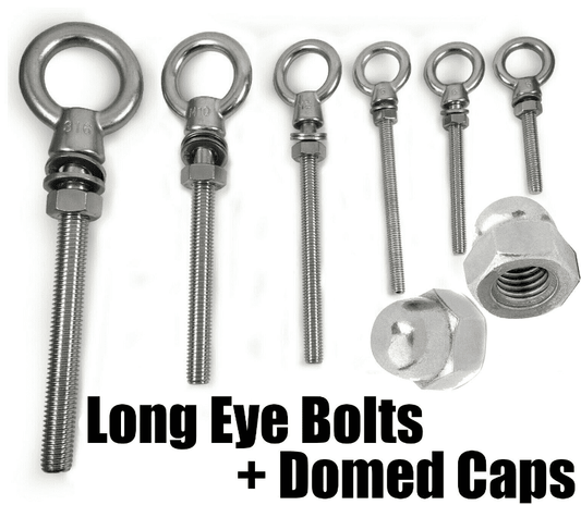 A4 316 M6 M8 M10 M12 Marine Stainless Steel Lifting Eye Long Bolt + Domed Caps