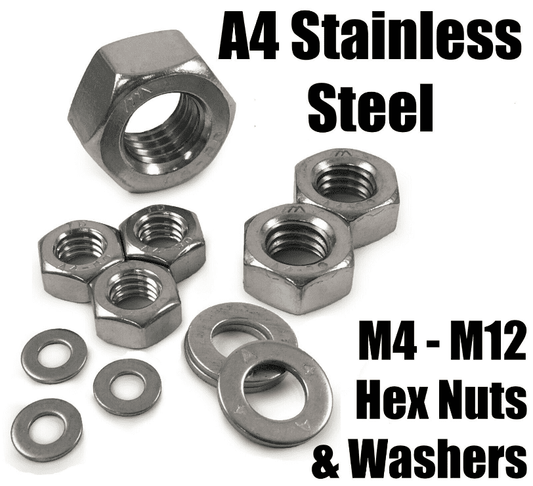 A4 Stainless Steel M4 M5 M6 M7 M8 M10 M12 Hexagon Full Nuts & Washers form A