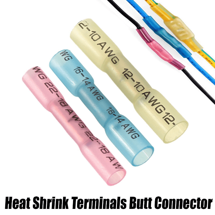 Adhesive Lined Heat Shrink Butt Connectors Terminal Red Blue Yellow