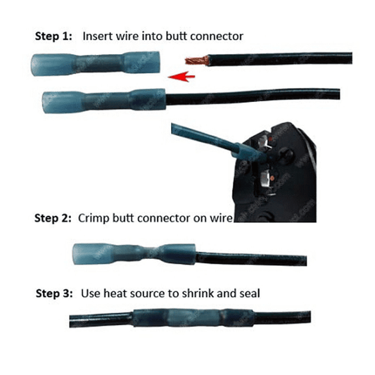 Blue Adhesive Lined Heat Shrink Butt Sleeve Connectors Tube Terminals Audio Tv
