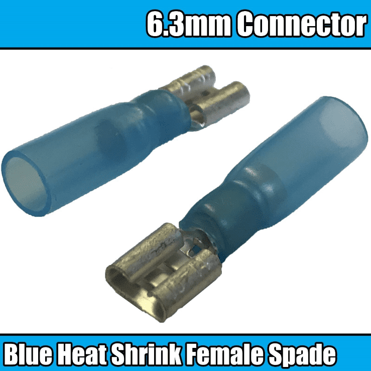 Blue Heat Shrink Female Spade Electrical Wire Terminals Non Crimp Connectors