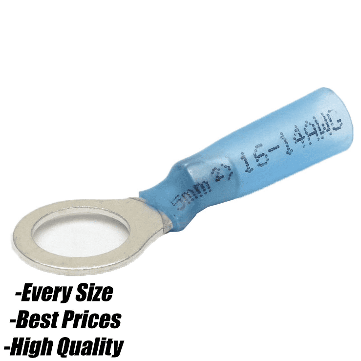 Blue Heat Shrink Ring Hoop Terminals Electrical Wire Connector Eyelet