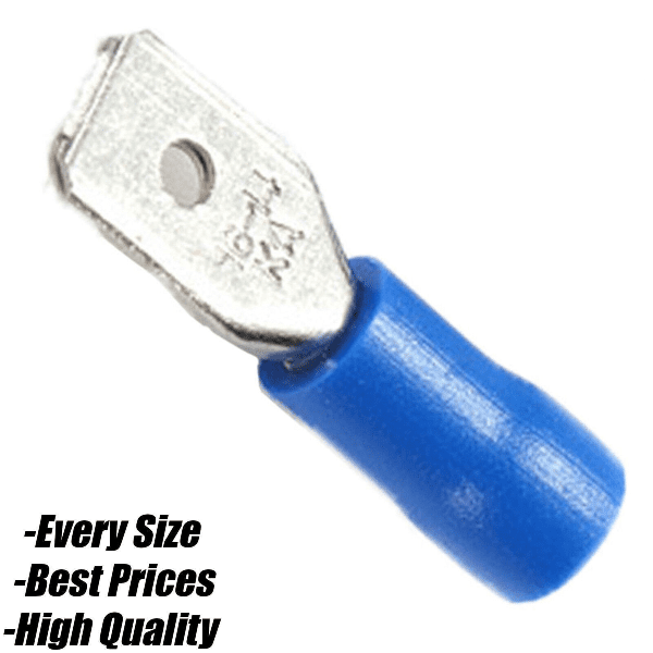 Blue Insulated Copper Crimp Female Spade Tab Piggyback Terminals Wire Connector