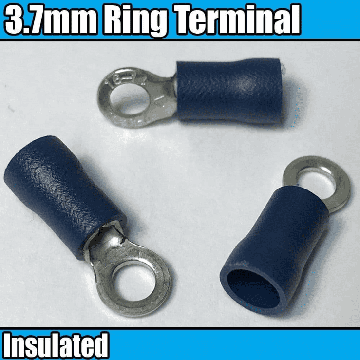 Blue Ring Hoop Terminals 3.7mm Insulated Wire Cable Connector Crimp