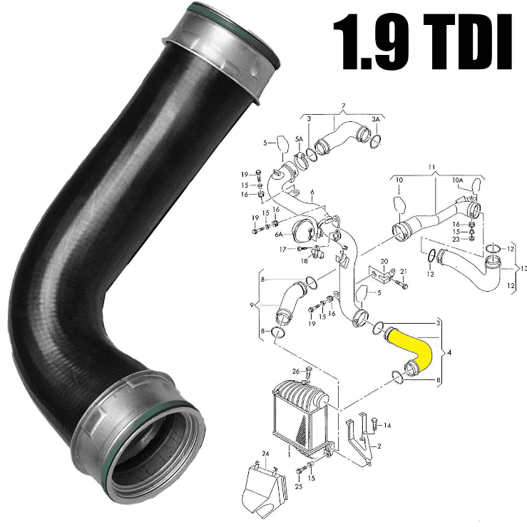 Engine Turbo Intercooler Hose for VW Golf Mk4 Bora Audi A3 SEAT Leon Toledo 1.9