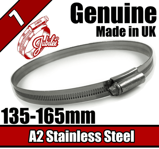 Genuine Jubilee A2 Stainless Steel Clip Hose Pipe Clamp Worm Drive 135mm-165mm 7