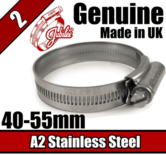 Genuine Jubilee A2 Stainless Steel Clip Hose Pipe Clamp Worm Drive 40mm-55mm 2