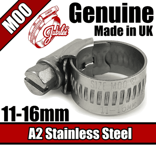 Genuine Jubilee A2 Stainless Steel Clips Hose Clamp Worm Drive 11mm-16mm M00