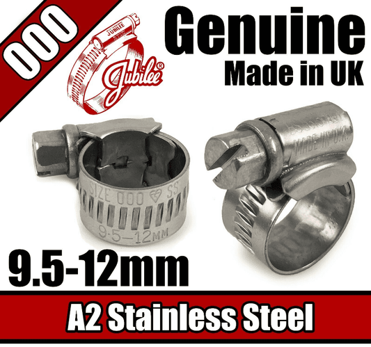 Genuine Jubilee A2 Stainless Steel Clips Hose Clamp Worm Drive 9.5mm-12mm 000