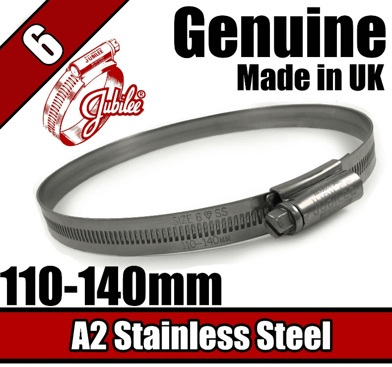 Genuine Jubilee Stainless Steel Clips Hose Pipe Clamp Worm Drive 110mm-140mm 6