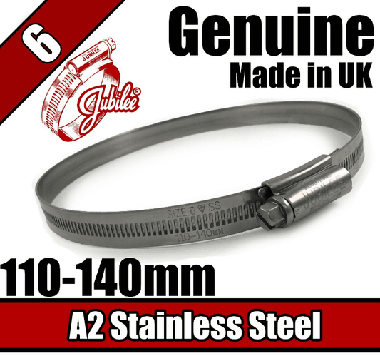 Genuine Jubilee Stainless Steel Clips Hose Pipe Clamp Worm Drive 110mm-140mm 6