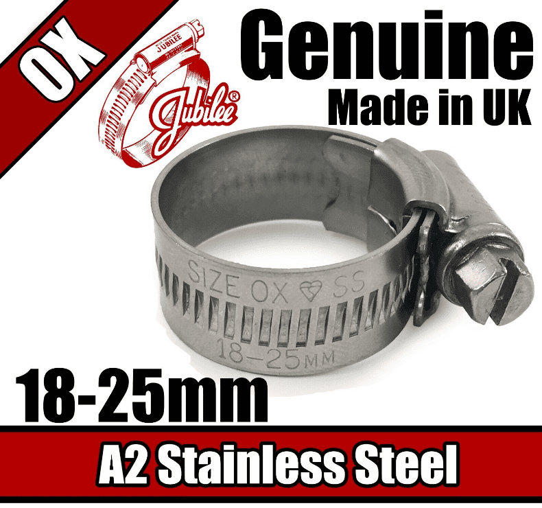 Genuine Jubilee Stainless Steel Clips Hose Pipe Clamp Worm Drive 18mm-25mm 0X