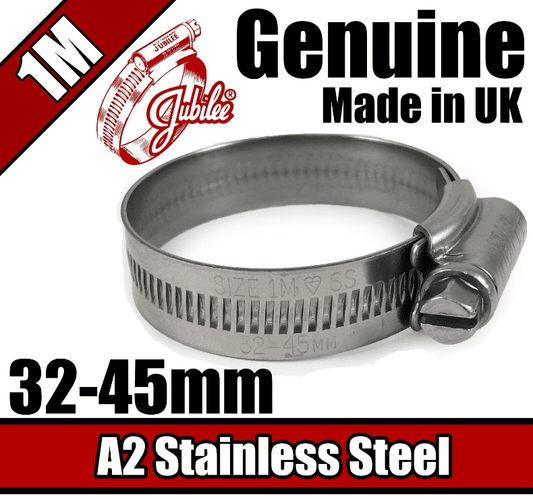 Genuine Jubilee Stainless Steel Clips Hose Pipe Clamp Worm Drive 32mm-45mm 1M