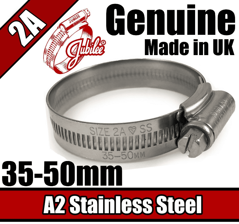 Genuine Jubilee Stainless Steel Clips Hose Pipe Clamp Worm Drive 35mm-50mm 2A