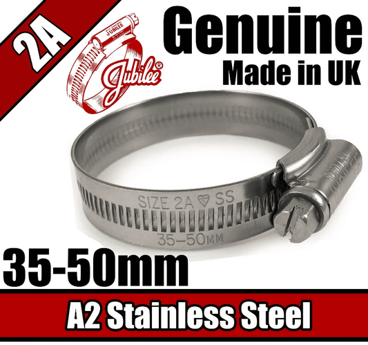 Genuine Jubilee Stainless Steel Clips Hose Pipe Clamp Worm Drive 35mm-50mm 2A