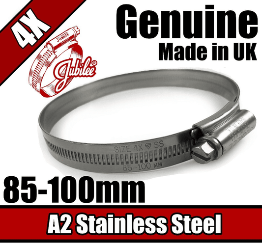 Genuine Jubilee Stainless Steel Clips Hose Pipe Clamp Worm Drive 85mm-100mm 4X